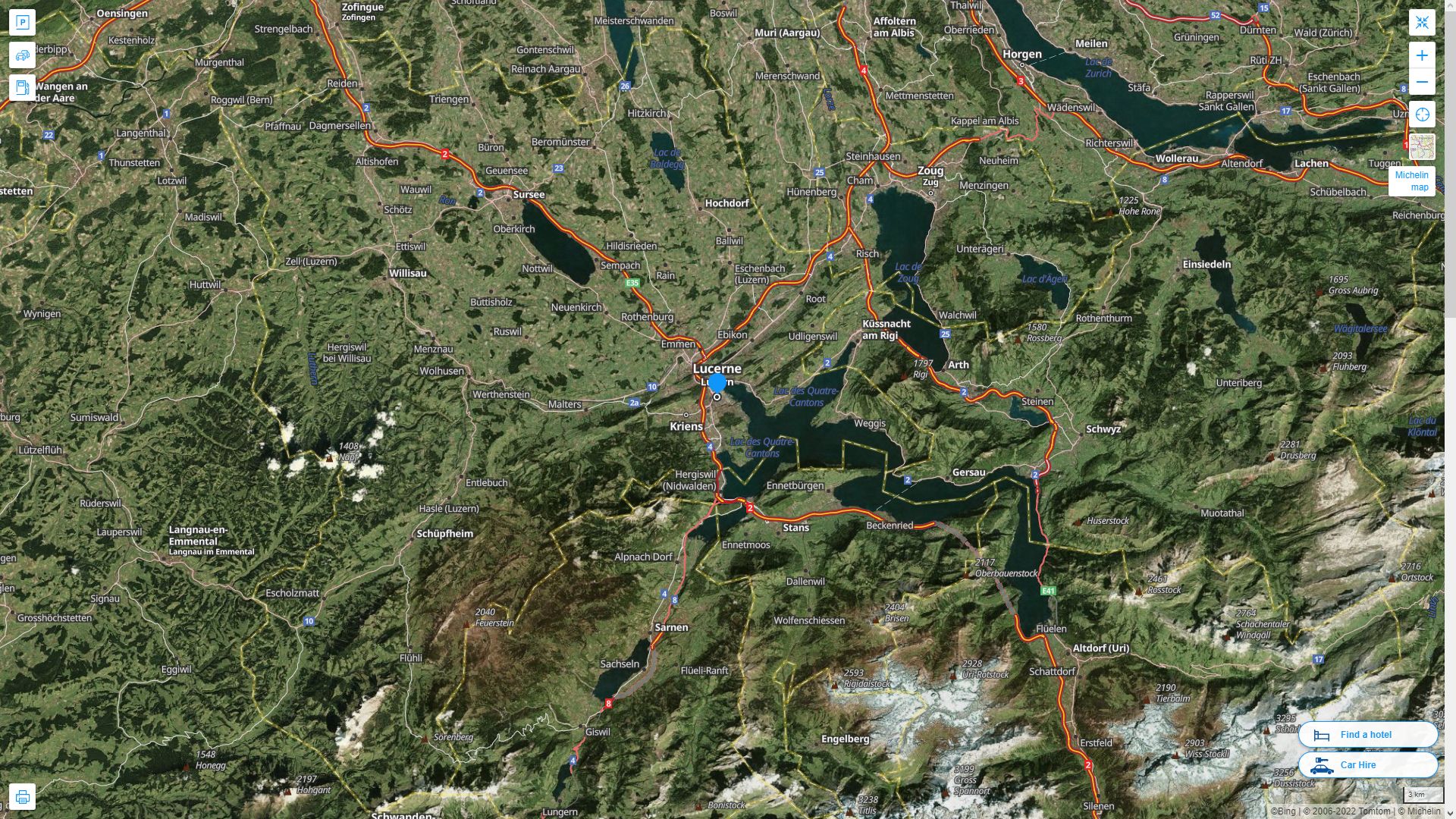 Lucerne Highway and Road Map with Satellite View